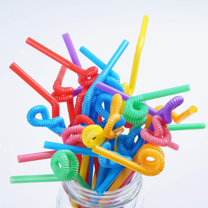 CVNDKN 200 Pcs Colorful Plastic Long Flexible Straws.(0.23'' diameter and 10.2" long) - Image 3